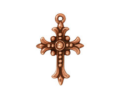TierraCast Antique Copper (plated) Fleur Cross Charm 18x26mm