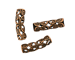 Stampt Antique Copper (plated) Arched Filigree Tube Bead 19x6mm