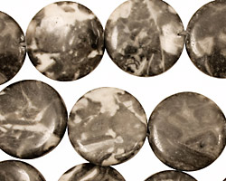 Black Tree Agate Puff Coin 16mm