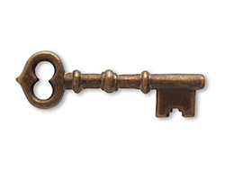 Vintaj Natural Brass Skeleton Key 13x43mm