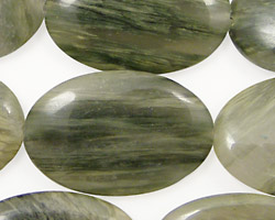 Green Line Quartz Flat Oval 30x20mm