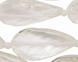 Rock Crystal Faceted Twisted Teardrop Pendant 40x20mm