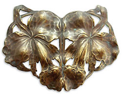 Vintaj Natural Brass Arts & Crafts Lilies Pendant 72x55mm