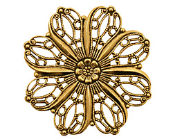 Stampt Antique Gold (plated) Crocus Filigree 36mm