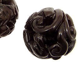Soocho Jade Hollow Carved Round with Vines & Swirls 30mm