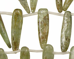 Green Kyanite Spear Drops (small with brown) 5-9x24-40mm