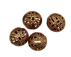 Stampt Antique Copper (plated) Filigree Ball 12mm