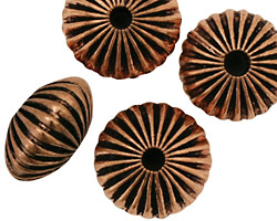Antique Copper Corrugated Rondelle 11x19mm