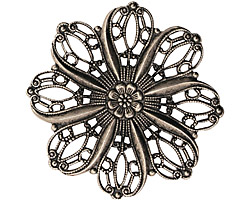 Stampt Antique Pewter (plated) Crocus Filigree 36mm