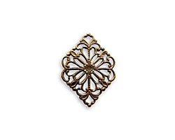 Vintaj Natural Brass Diamond Filigree 2-Hole Connector 15 x 21mm