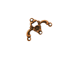 Stampt Antique Copper (plated) Single Pansy 3 Ring Connector 18x12mm