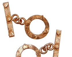 Copper Toggle Clasp with Coins & Hearts 17mm, 24mm Bar
