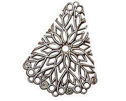 Stampt Pewter (plated) Floral Fan Filigree 28x36mm