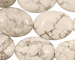 White Howlite Flat Oval 25x18mm