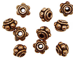 Antique Copper Rondelle with Beaded Ring 8x10mm