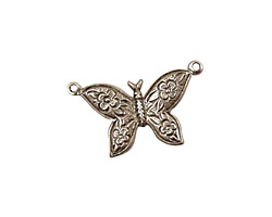 Stampt Pewter (plated) Etched Butterfly Connector 24x18mm