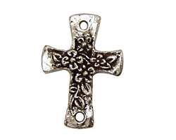 Green Girl Pewter Floral Cross Link 22x31mm