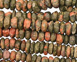 Unakite Faceted Rondelle 6-7mm