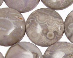 Rosy White Ocean Jasper Puff Coin 25mm