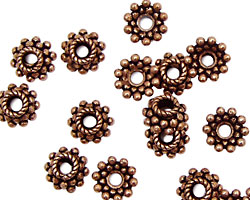 Antique Copper Bead Caps w/Scalloped Ring of Dots 8mm
