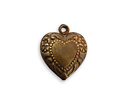 Vintaj Natural Brass Cherished Heart Pendant 16x18mm