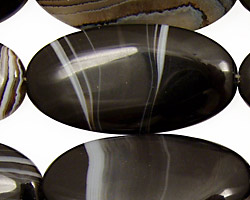 Black Sardonyx Flat Oval 40x20mm