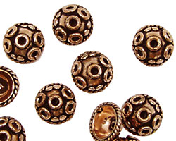 Antique Copper Bead Caps w/ Circles & Coins 10mm