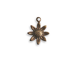 Vintaj Natural Brass Teensie Sunflower Charm 11mm