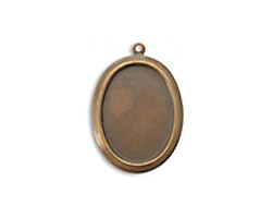 Vintaj Natural Brass Oval Bezel Pendant 24x30mm