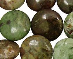 Petrified Green Opal Puff Coin 20mm