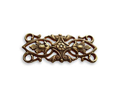 Vintaj Natural Brass Acorn Leaves 4-Hole Connector 30x12mm