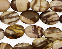 Brown Zebra Jasper Flat Oval 14x10mm