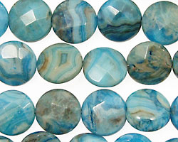 Larimar Blue Crazy Lace Faceted Coin 12mm