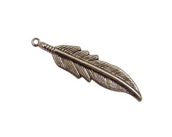 Stampt Pewter (plated) Feather 8x35mm