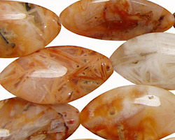 Red Brioche Agate Horse Eye 30x16mm