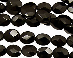 Black Onyx Faceted Flat Oval 10x8mm
