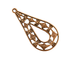 Stampt Antique Copper (plated) Dragonflies & Diamonds Filigree Drop 18x35mm
