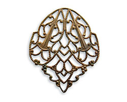 Vintaj Natural Brass Delicate Crest Filigree 28x33mm