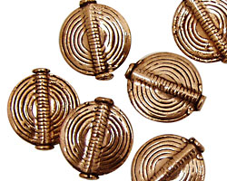 Antique Copper Disc with Concentric Circles 17mm