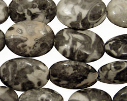 Black Tree Agate Flat Oval 18x13mm