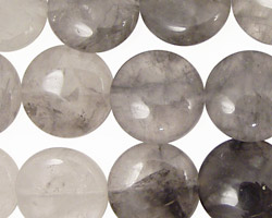 Natural Silver Quartz Puff Coin 15mm