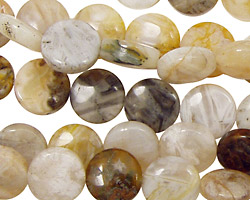 Bamboo Leaf Agate Puff Coin 10mm