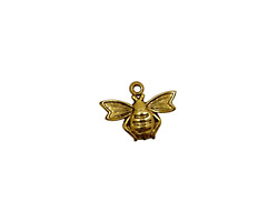 Stampt Antique Gold (plated) Flying Bee Charm 13x10mm