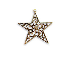 Vintaj Natural Brass Filigree Star Drop 25x26mm