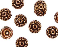 Antique Copper Bead Caps w/ Circles & Roping 11mm