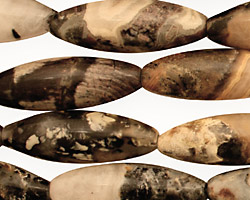 Black Silver Leaf Rice 30x10mm