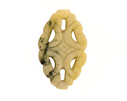Yellow Turquoise Carved Oval Pendant 36x22mm