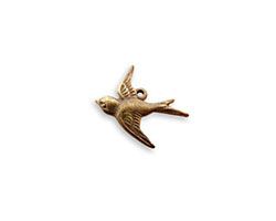 Vintaj Natural Brass Bird Charm 17mm
