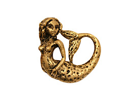 Green Girl Gold (plated pewter) Swimming Mermaid