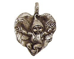Green Girl Pewter Fairy Baby Leaf 27x34mm